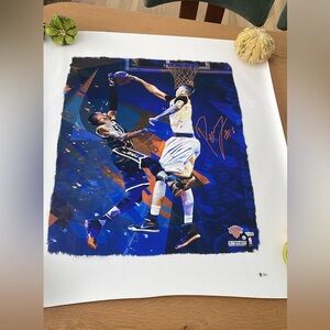 Kristaps Porzingas Signed Knicks 30x31 Print on Canvas - Fanatics/Beckett/Steine